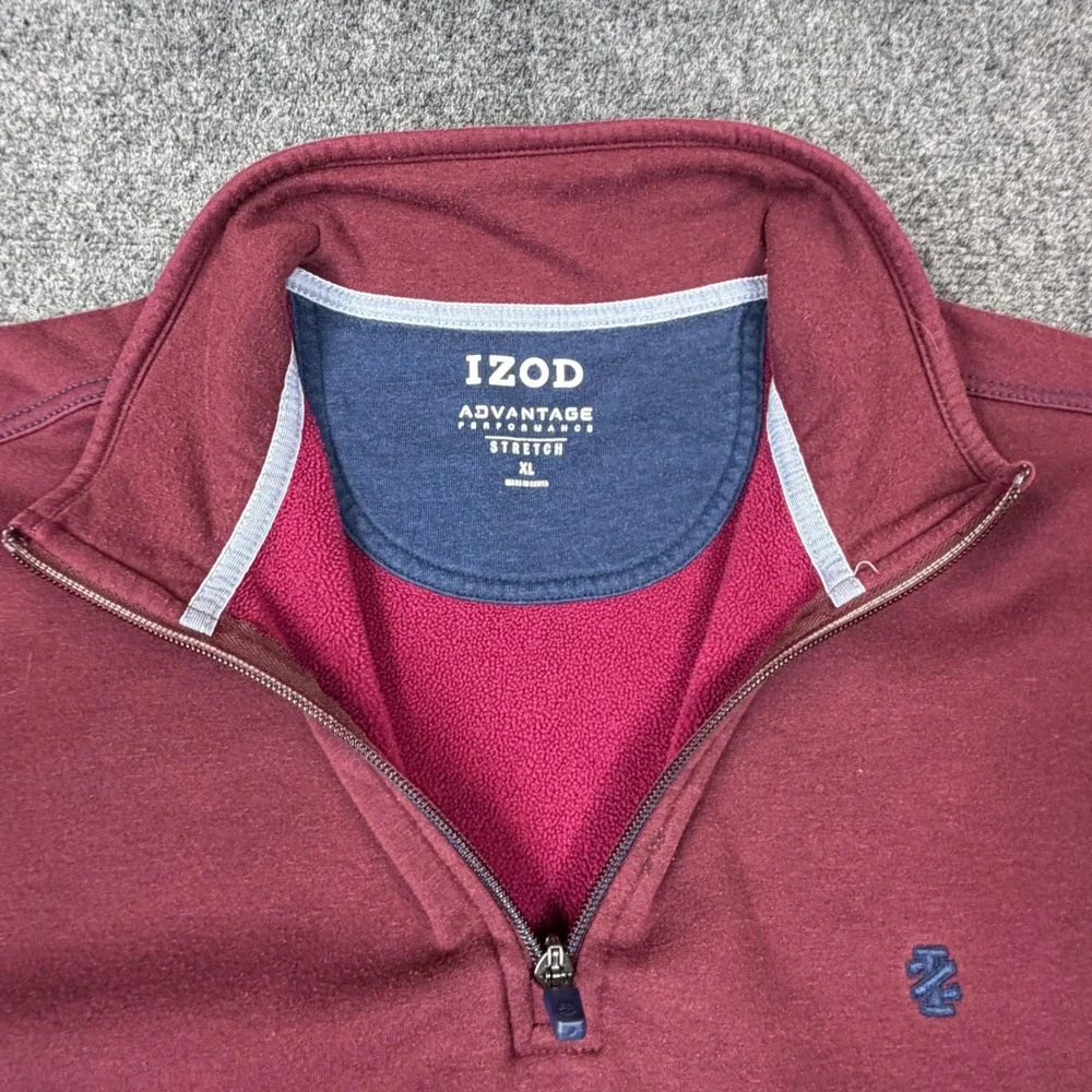 IZOD Advantage Performance Stretch Mens XL Quarter Zip Pullover Burgundy‎ Maroon